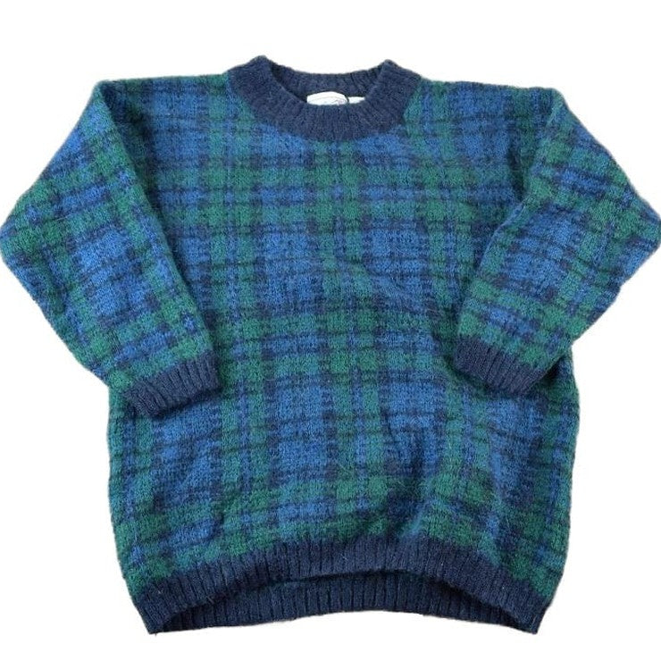 Vintage 1990s Christopher And Banks Mohair Knit Plaid Crewneck Sweater Women's M-L from propervintagecanada