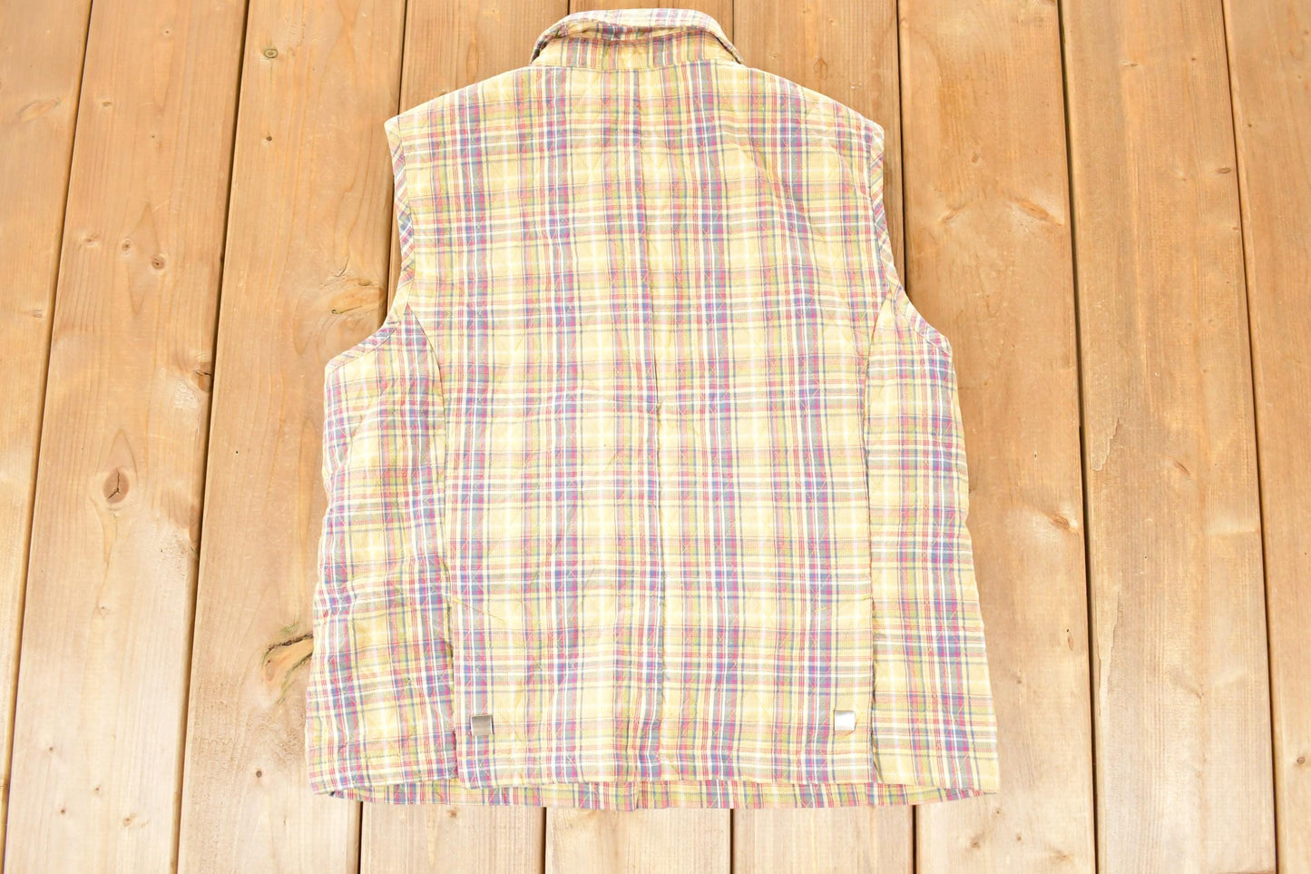 Vintage 1990s Christopher And Banks Plaid Lined Button Up Vest Men's M from propervintagecanada
