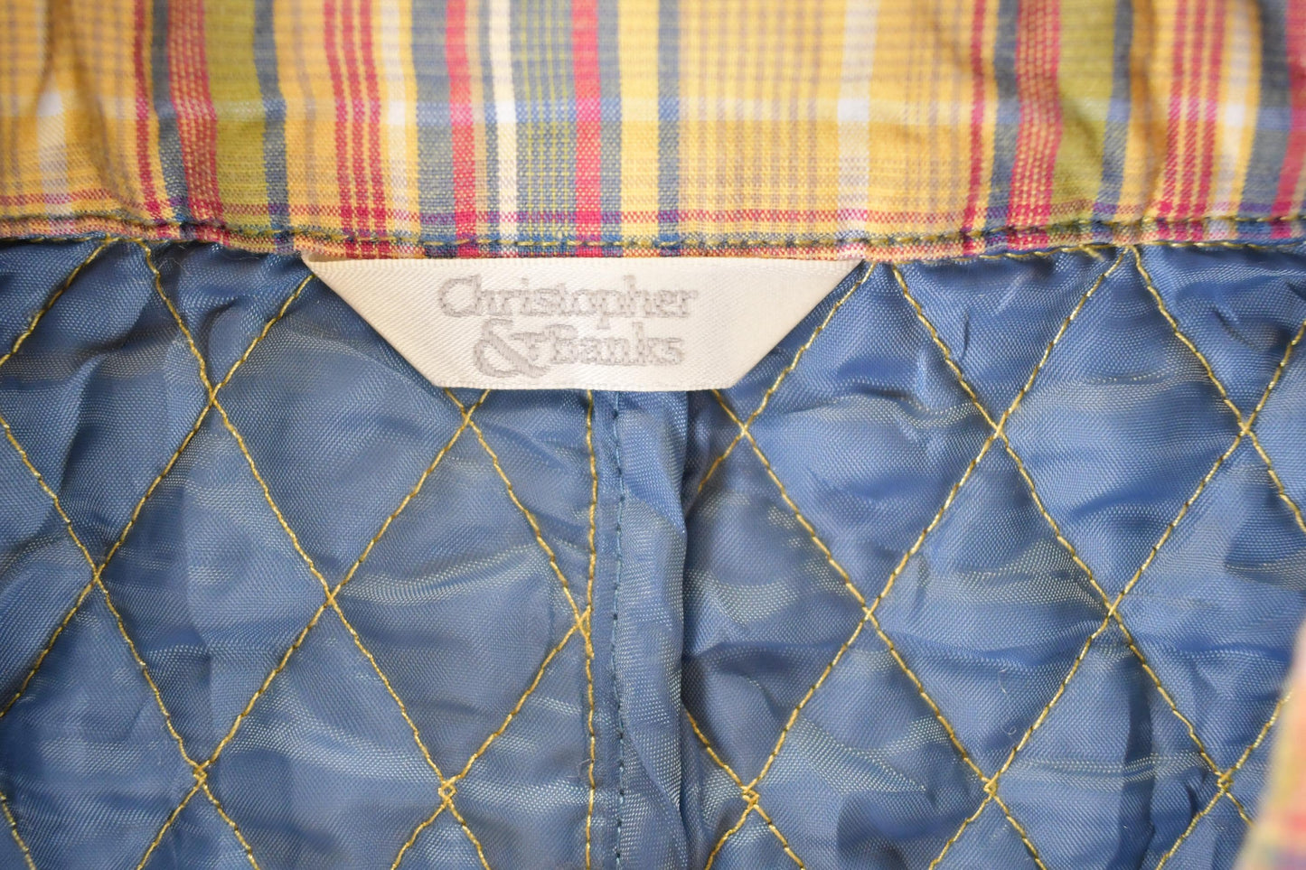 Vintage 1990s Christopher And Banks Plaid Lined Button Up Vest Men's M from propervintagecanada