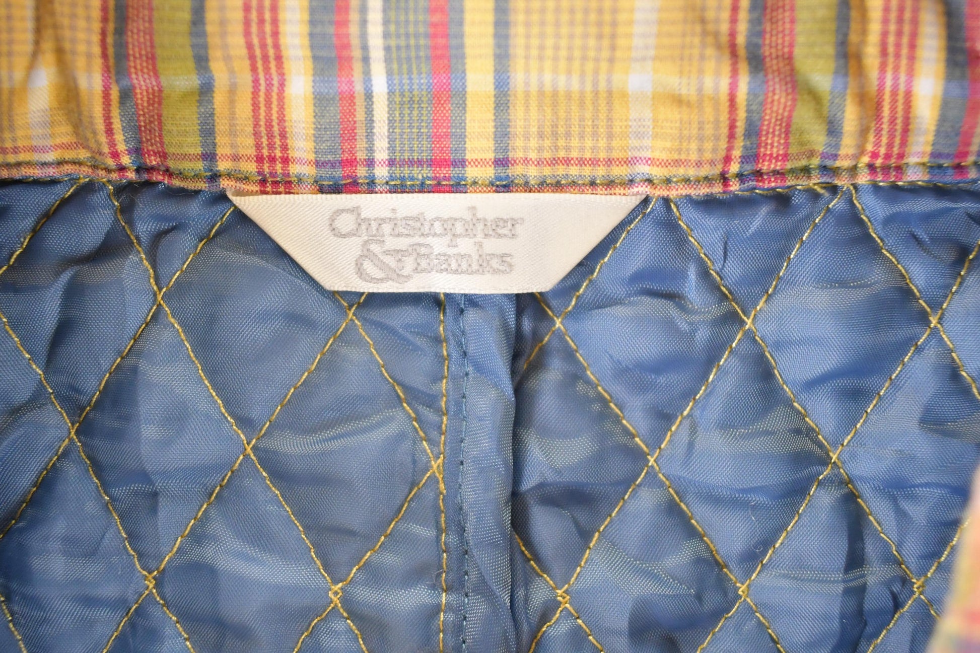 Vintage 1990s Christopher And Banks Plaid Lined Button Up Vest Men's M from propervintagecanada