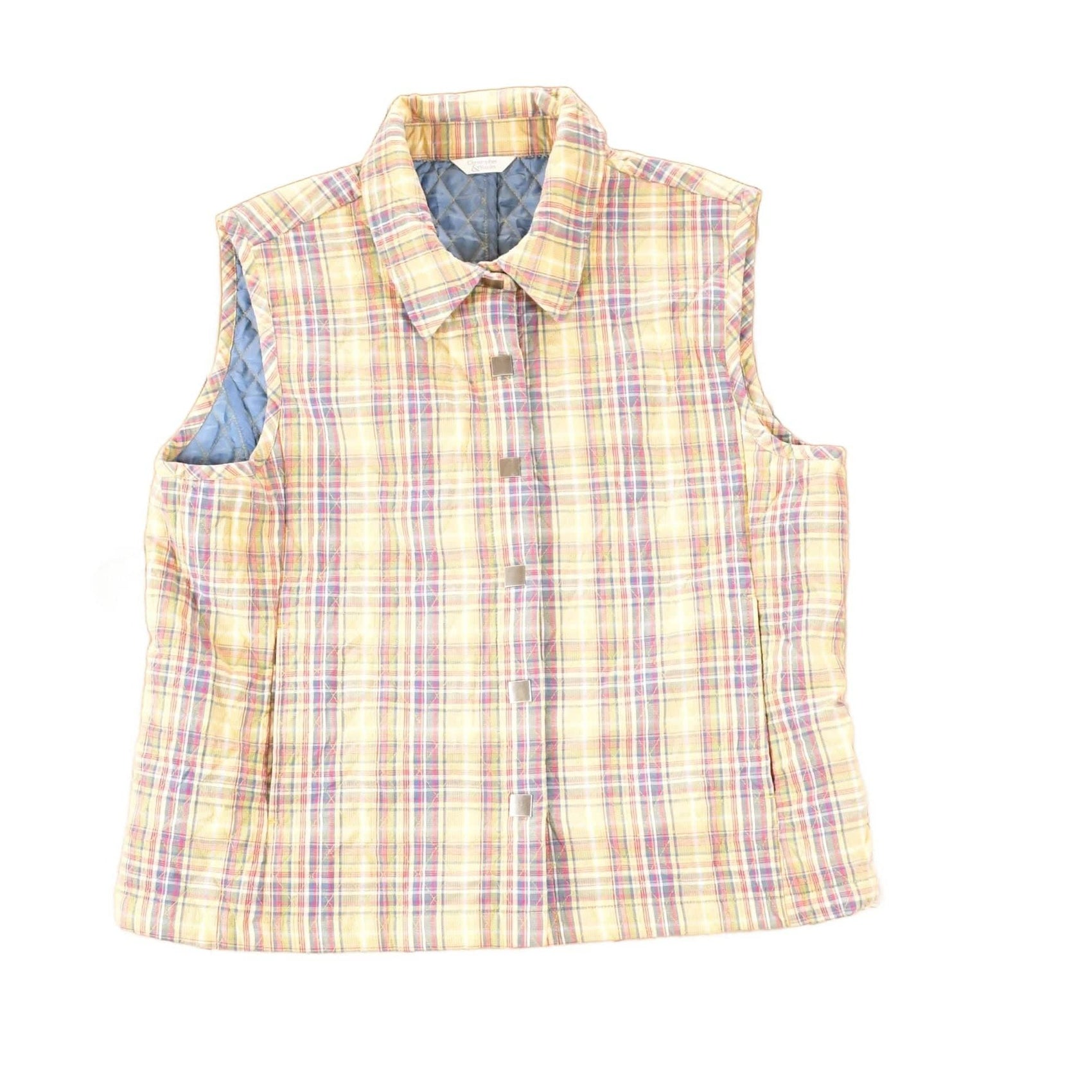 Vintage 1990s Christopher And Banks Plaid Lined Button Up Vest Men's M from propervintagecanada