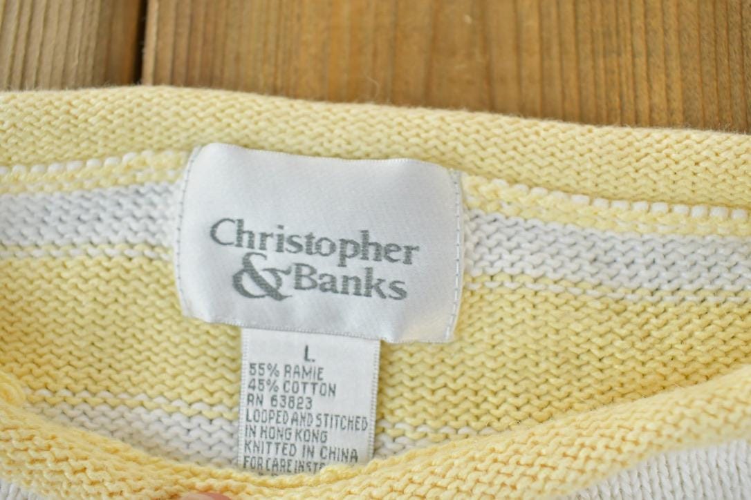 Vintage 1990s Christopher And Banks Star Knit Abstract Pattern Crewneck Sweater Men's Large from propervintagecanada