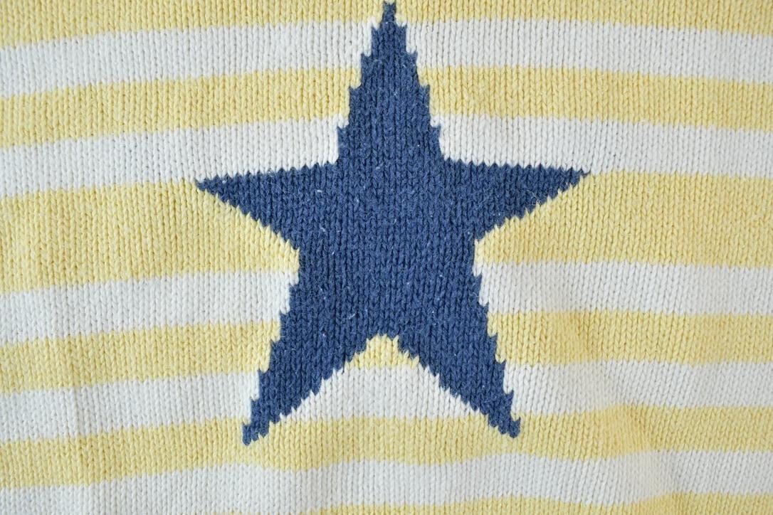 Vintage 1990s Christopher And Banks Star Knit Abstract Pattern Crewneck Sweater Men's Large from propervintagecanada