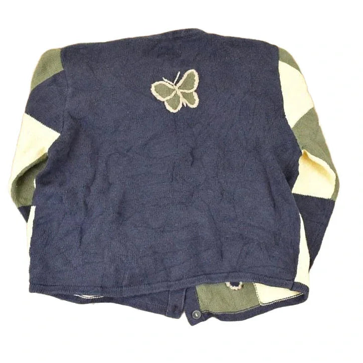 Vintage 1990s Christopher & Banks Abstract Butterfly Knit Cardigan Sweater Womens L from propervintagecanada