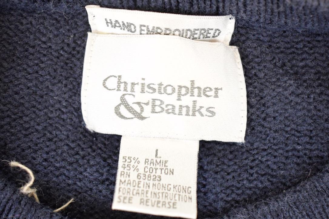 Vintage 1990s Christopher & Banks Abstract Butterfly Knit Cardigan Sweater Womens L from propervintagecanada