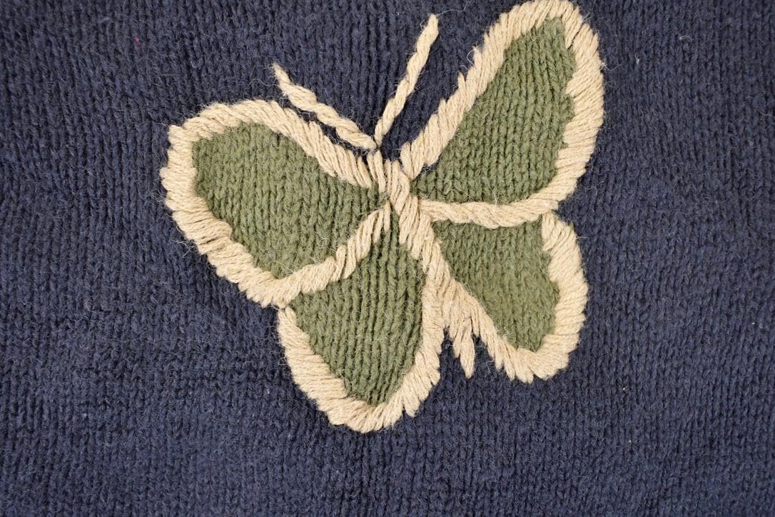 Vintage 1990s Christopher & Banks Abstract Butterfly Knit Cardigan Sweater Womens L from propervintagecanada