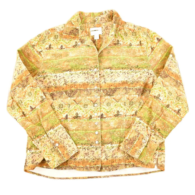 Vintage 1990s Christopher & Banks Abstract Corduroy Button Up Shirt Women's XL / Preppy Button Up / 90's Dress Shirt from propervintagecanada