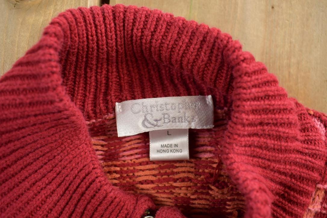 Vintage 1990s Christopher & Banks All Over Print Full Zip Knitted Sweater Women's S from propervintagecanada