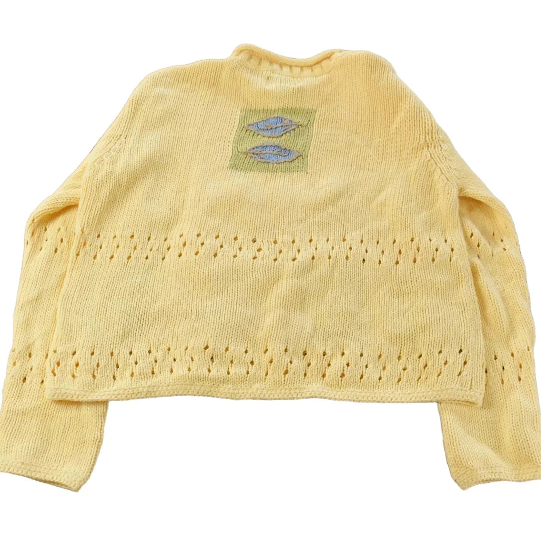 Vintage 1990s Christopher & Banks Hand Embroidered Knit Crewneck Sweater Women's M from propervintagecanada