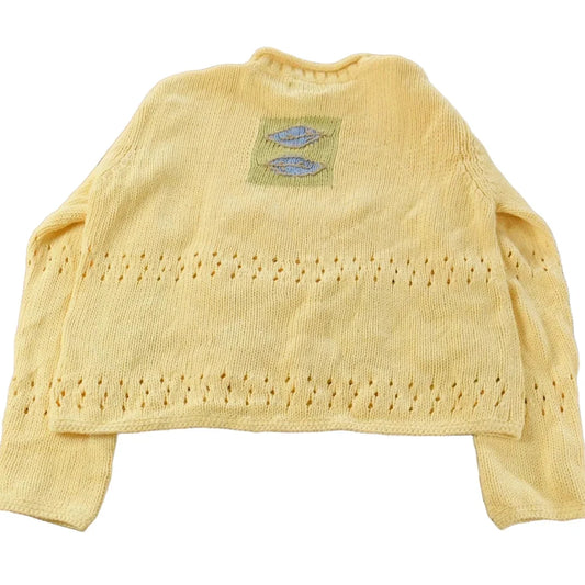 Vintage 1990s Christopher & Banks Hand Embroidered Knit Crewneck Sweater Women's M from propervintagecanada