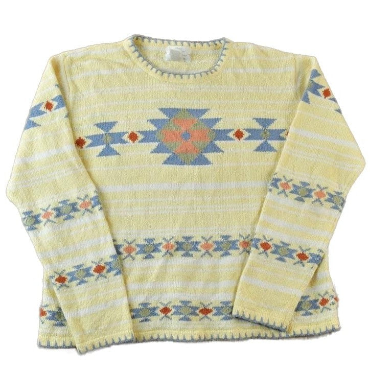 Vintage 1990s Christopher Banks Knit Abstract Pattern Crewneck Sweater Women's M from propervintagecanada