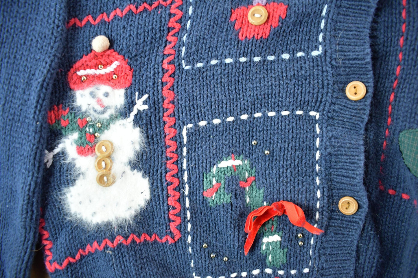 Vintage 1990s Christopher & Banks Knit Cardigan Christmas Sweater Women's Large from propervintagecanada