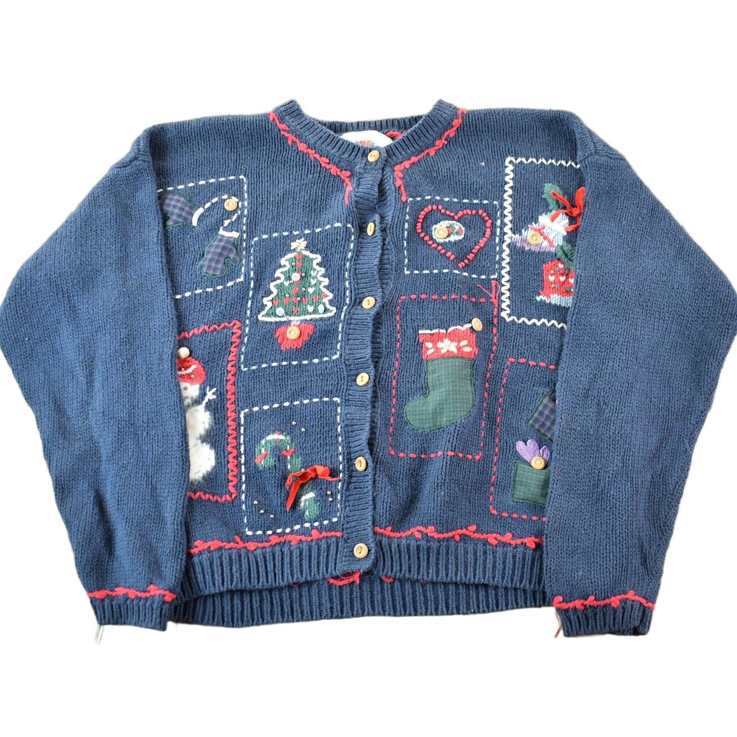 Vintage 1990s Christopher & Banks Knit Cardigan Christmas Sweater Women's Large from propervintagecanada