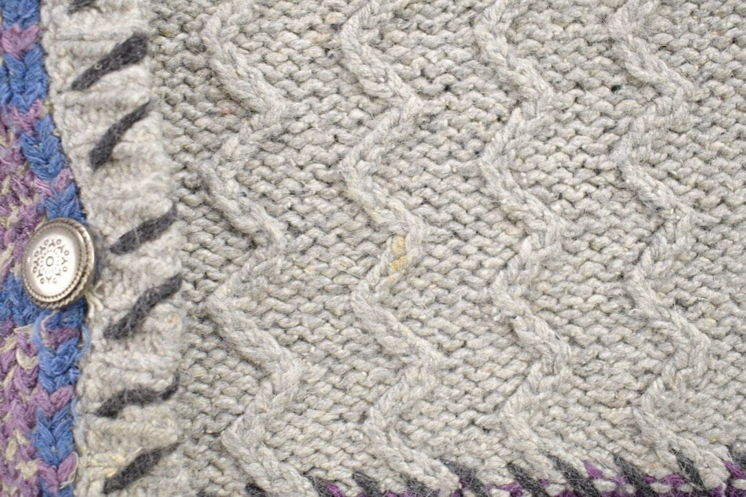 Vintage 1990s Christopher & Banks Knit Patchwork Cardigan Sweater Women's M from propervintagecanada