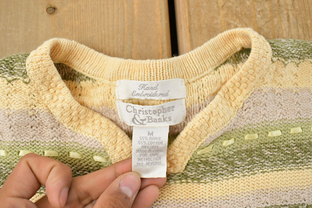 Vintage 1990s Christopher & Banks Striped Knit Sweater Women's M from propervintagecanada