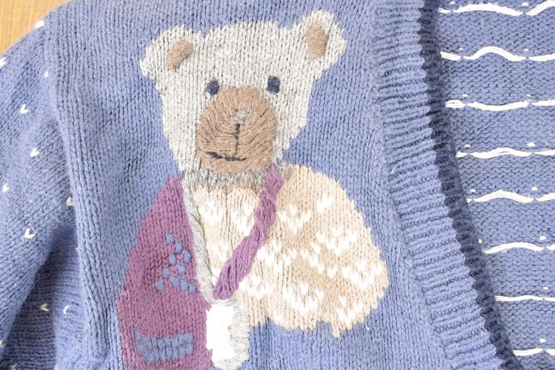 Vintage 1990s Christopher & Banks Teddy Bear Hand Embroidered Knit Cardigan Sweater Women's M from propervintagecanada