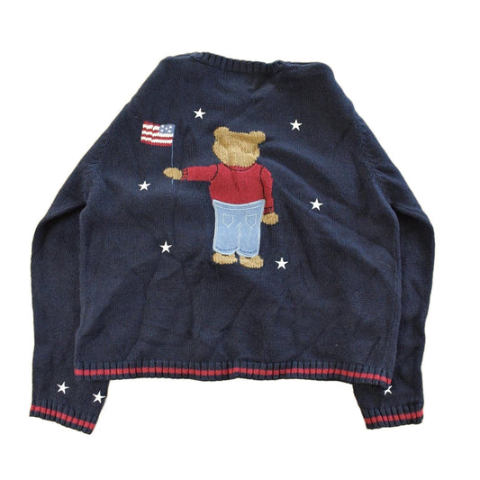 Vintage 1990s Christopher & Banks Teddy Bear USA Knit Crewneck Sweater Women's S from propervintagecanada