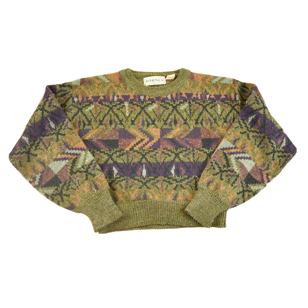 Vintage 1990s Christopher Barnes International Knit Crewneck Sweater Women's L Cropped from propervintagecanada