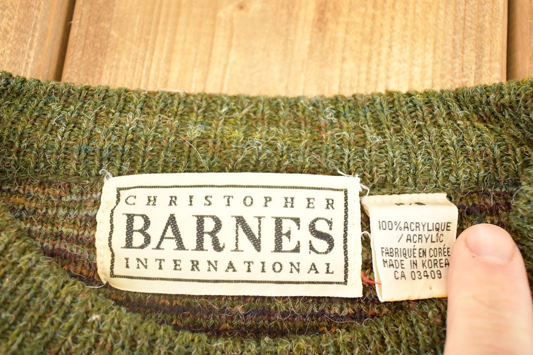 Vintage 1990s Christopher Barnes International Knit Crewneck Sweater Women's L Cropped from propervintagecanada
