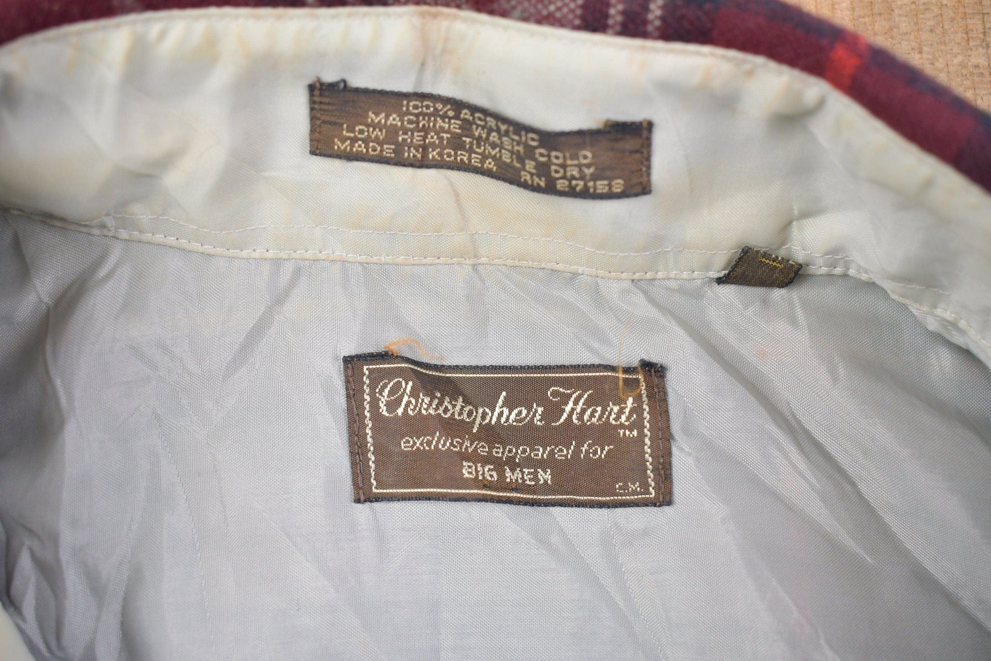 Vintage 1990s Christopher Heart Plaid Lined Button Up Shirt Men's XL from propervintagecanada