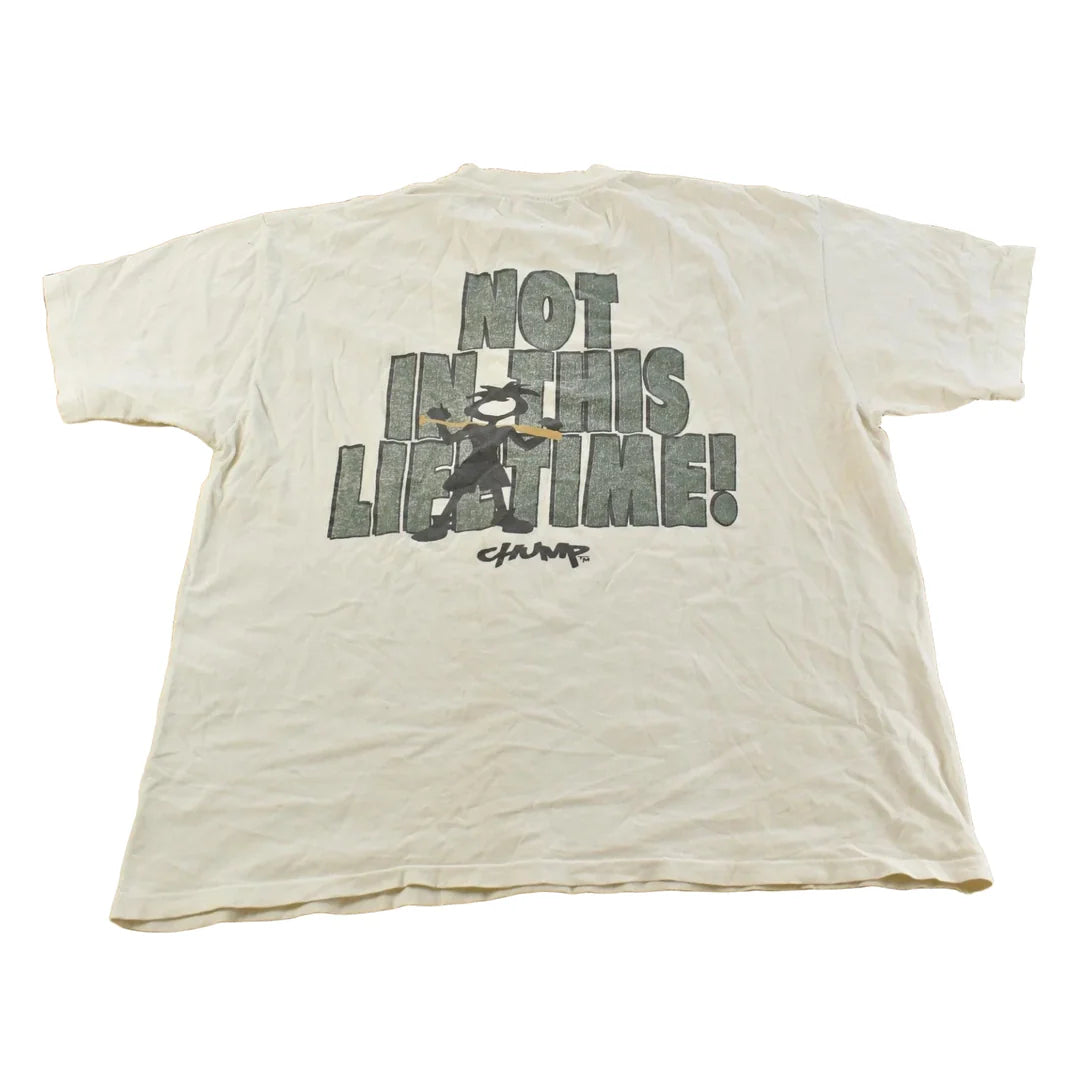 Vintage 1990s Chump Strike Me Out Baseball Graphic T-Shirt Men's XL from propervintagecanada