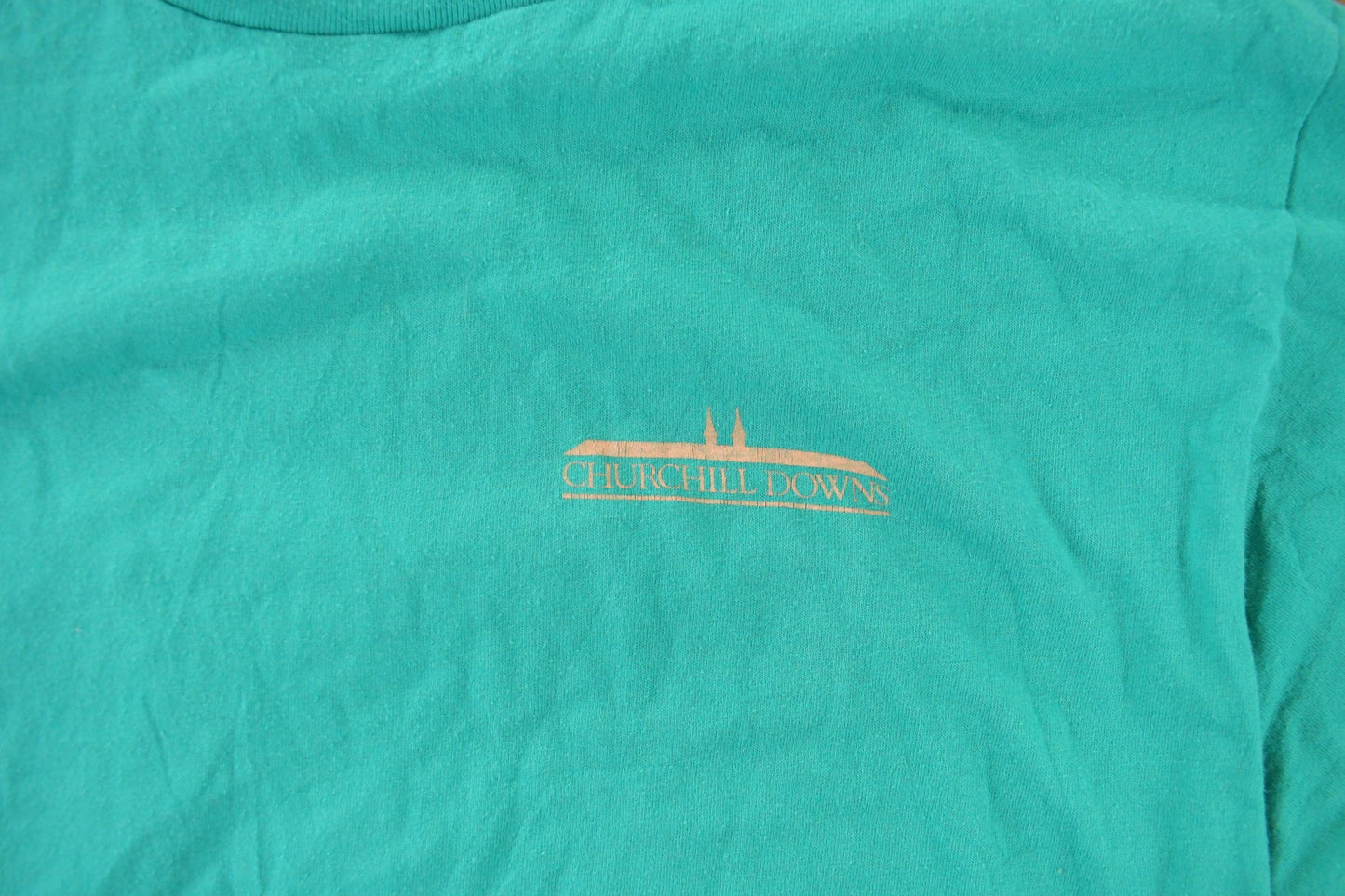 Vintage 1990s Churchill Downs Graphic T-Shirt Men's Medium from propervintagecanada