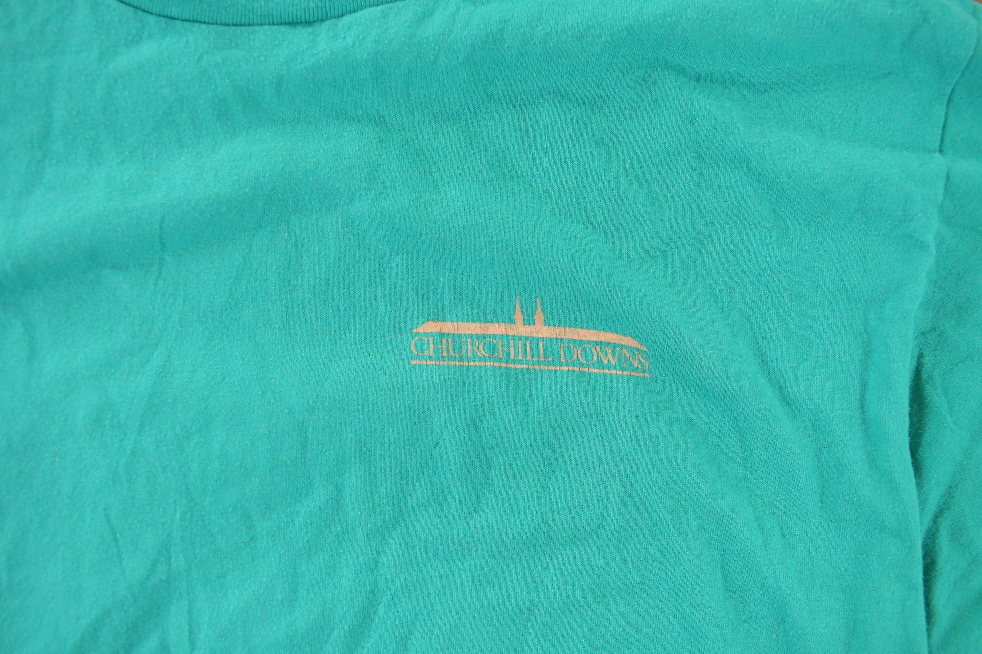 Vintage 1990s Churchill Downs Graphic T-Shirt Men's Medium from propervintagecanada