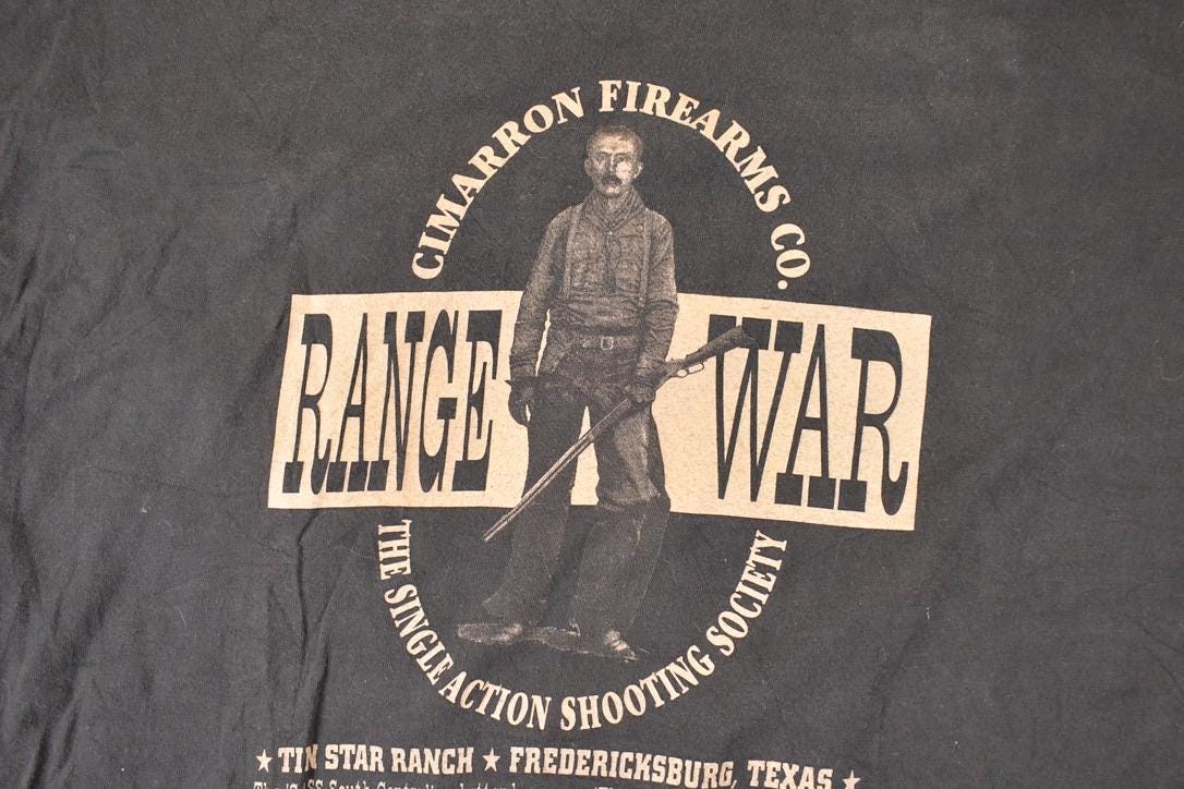 Vintage 1990s Cimarron Firearms Co Range War Souvenir T-Shirt Men's XL from propervintagecanada