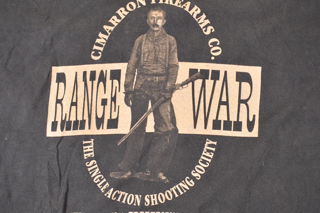 Vintage 1990s Cimarron Firearms Co Range War Souvenir T-Shirt Men's XL from propervintagecanada