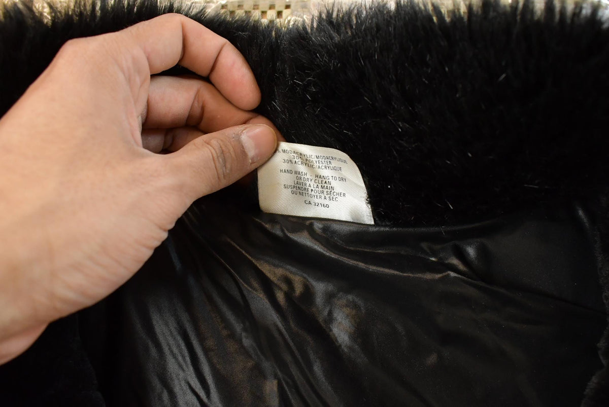 Vintage 1990s Cindy Burke Abstract Faux Fur Jacket Women's XL from propervintagecanada