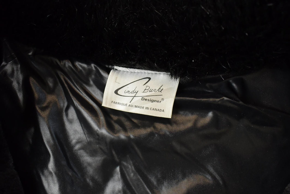 Vintage 1990s Cindy Burke Abstract Faux Fur Jacket Women's XL from propervintagecanada