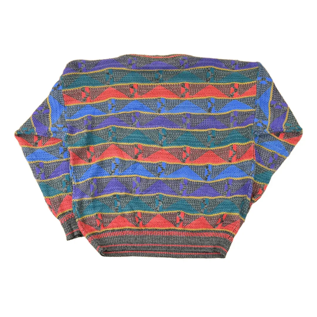 Vintage 1990s City Streets Abstract Knit Crewneck Sweater Mens L from propervintagecanada