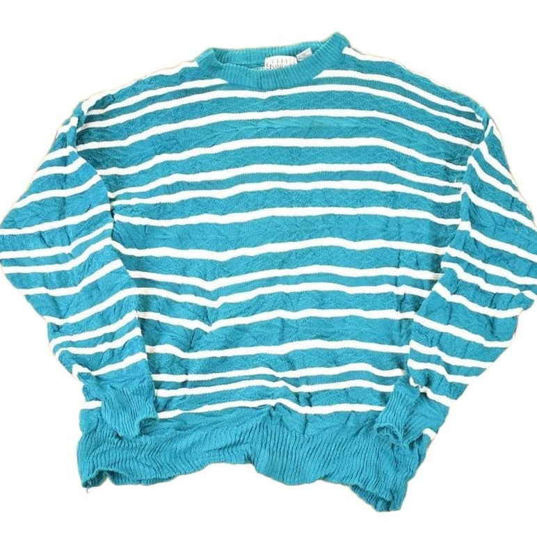 Vintage 1990s City Streets Striped Knit Crewneck Sweater Men's L from propervintagecanada