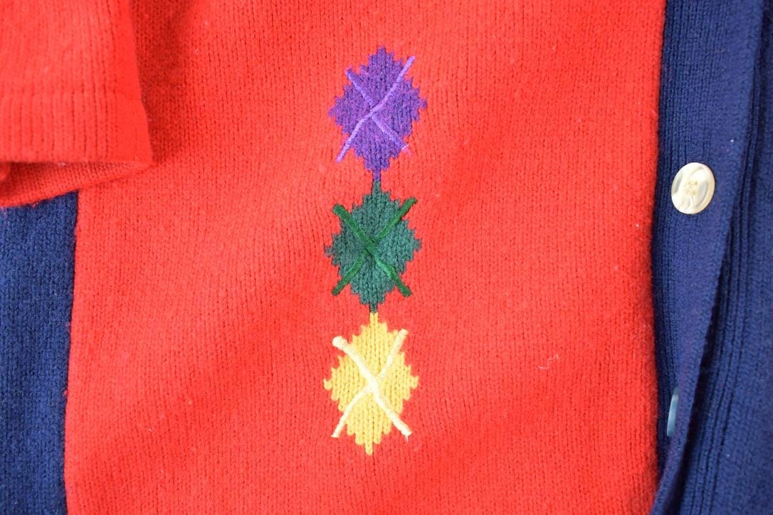 Vintage 1990s Cive Knit Abstract Pattern Cardigan Sweater Men's Small from propervintagecanada