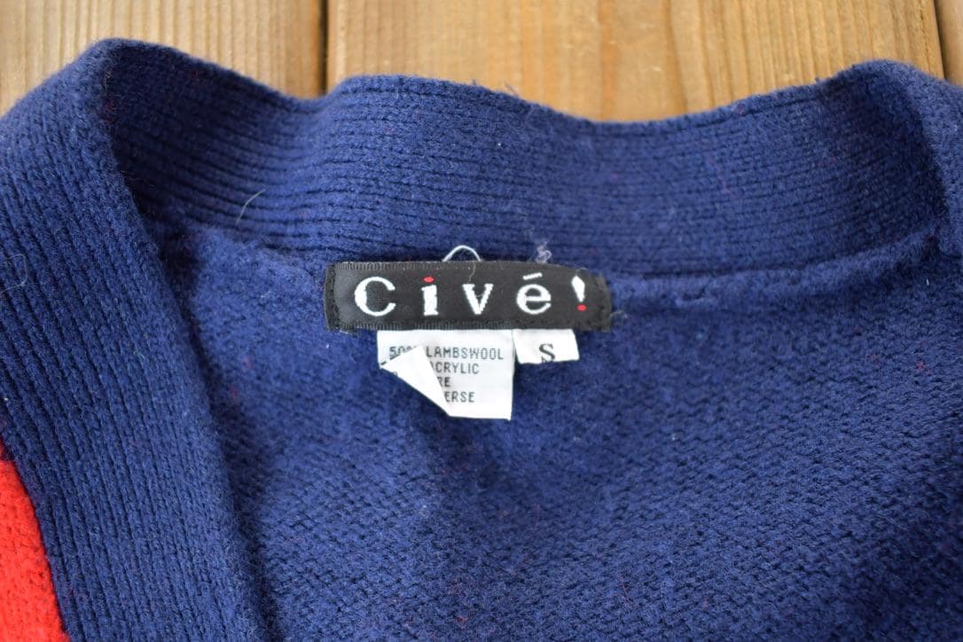 Vintage 1990s Cive Knit Abstract Pattern Cardigan Sweater Men's Small from propervintagecanada