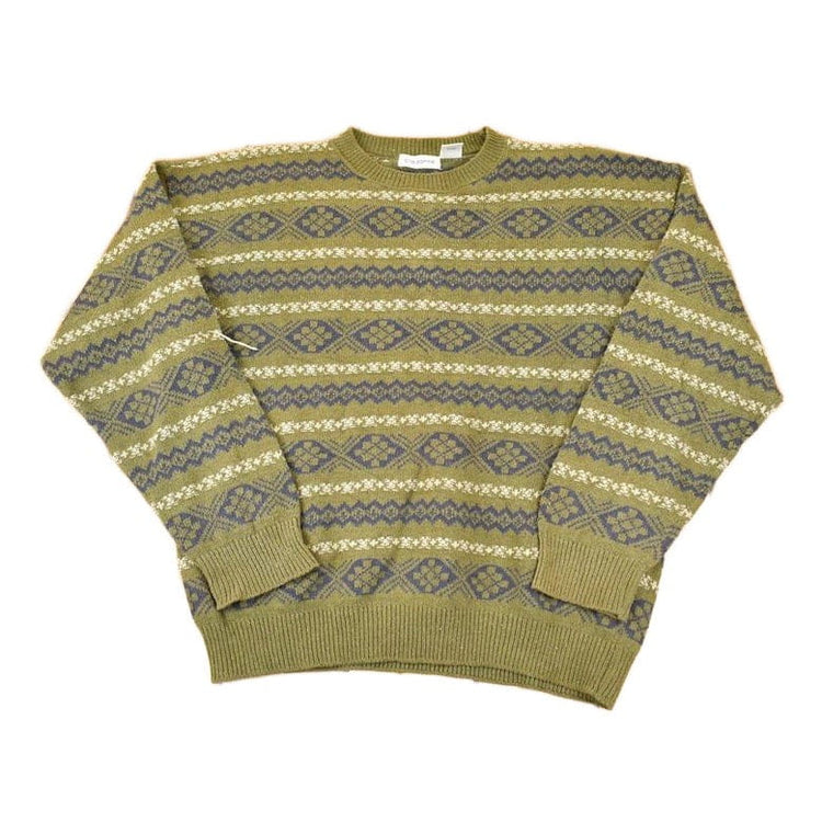 Vintage 1990s Claiborne Abstract Striped Knit Crewneck Sweater Women's XL from propervintagecanada