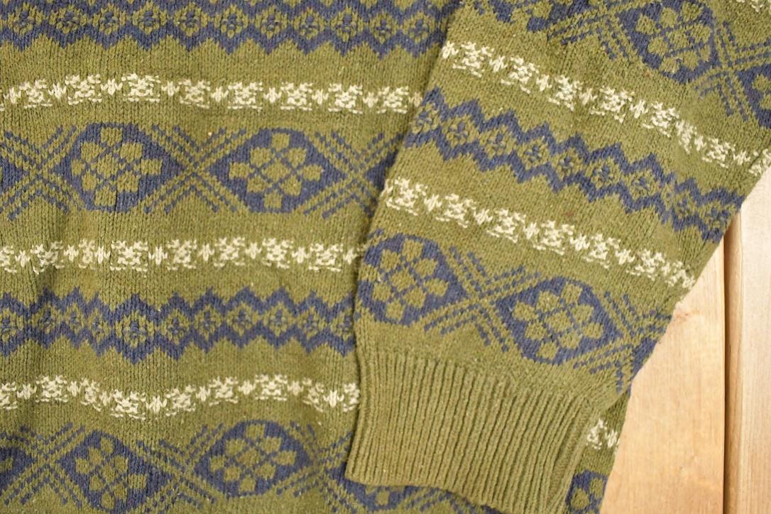 Vintage 1990s Claiborne Abstract Striped Knit Crewneck Sweater Women's XL from propervintagecanada