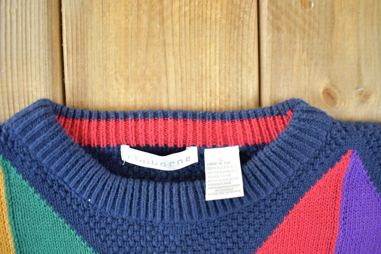 Vintage 1990s Claiborne Argyle Knit Crewneck Sweater Men's Large from propervintagecanada