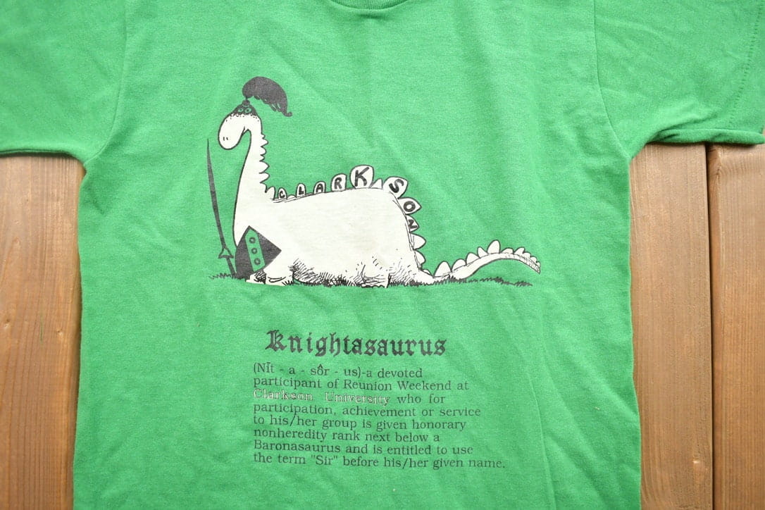 Vintage 1990s Clarkson University Knightasaurus Definition Collegiate T-Shirt Youth L from propervintagecanada