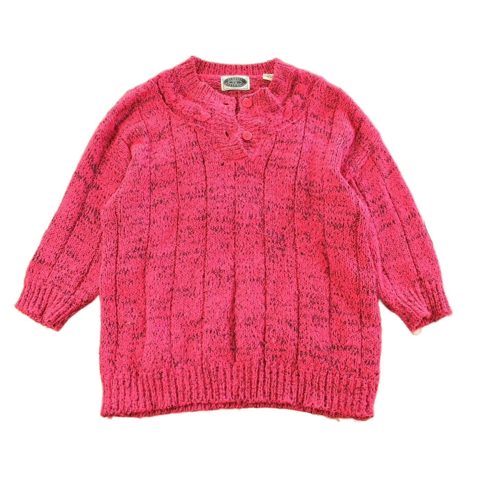 Vintage 1990s Classic Essentials Henley Knit Sweater Women's M from propervintagecanada