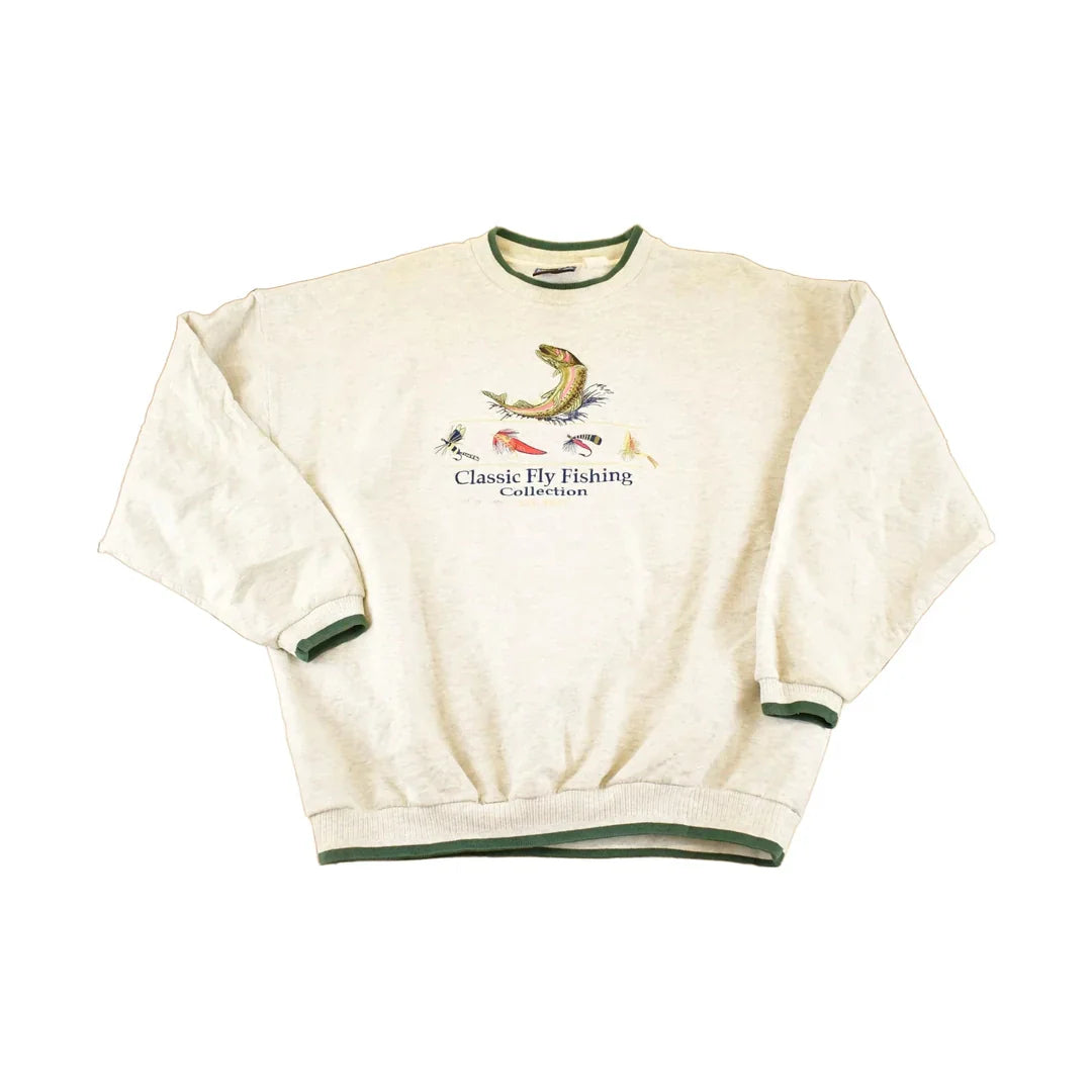 Vintage 1990s Classic Fly Fishing Collection Souvenir Crewneck Sweatshirt Men's XXL from propervintagecanada