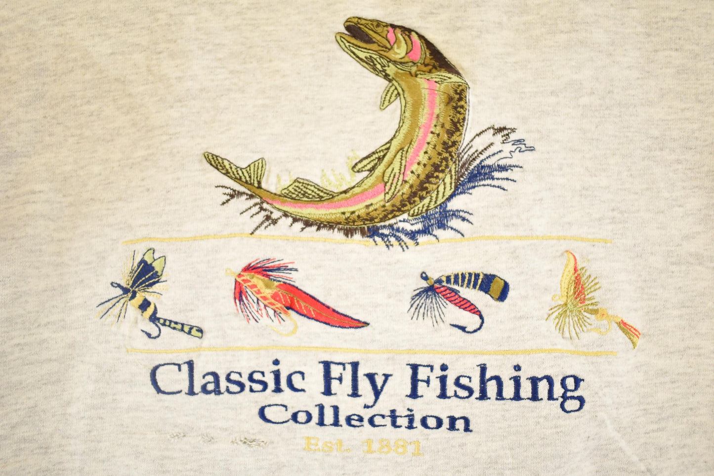 Vintage 1990s Classic Fly Fishing Collection Souvenir Crewneck Sweatshirt Men's XXL from propervintagecanada