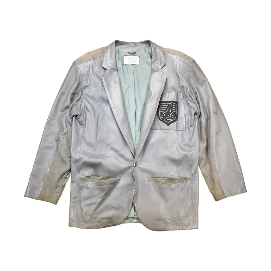Vintage 1990s Claude Montana Ideal Cuir Leather Blazer Jacket Men's Large from propervintagecanada
