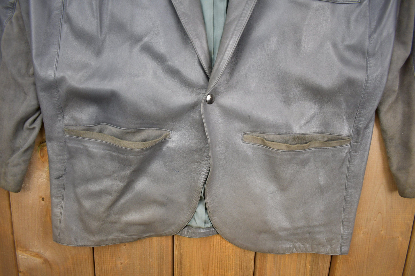 Vintage 1990s Claude Montana Ideal Cuir Leather Blazer Jacket Men's Large from propervintagecanada
