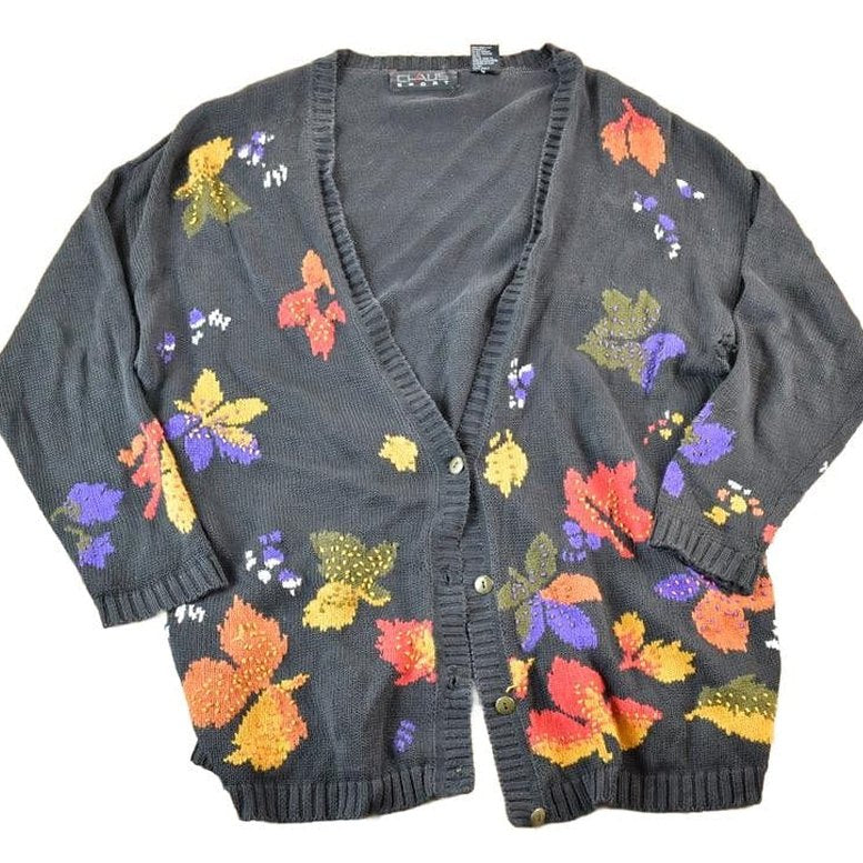 Vintage 1990s Claus Sport Knit Abstract Pattern Cardigan Sweater Mens M from propervintagecanada