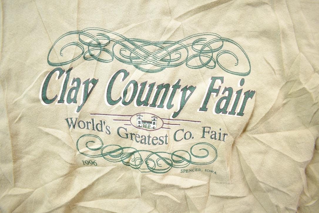 Vintage 1990s Clay County Fair Gildan Heavy Cotton Crewneck Sweatshirt Men's XL from propervintagecanada