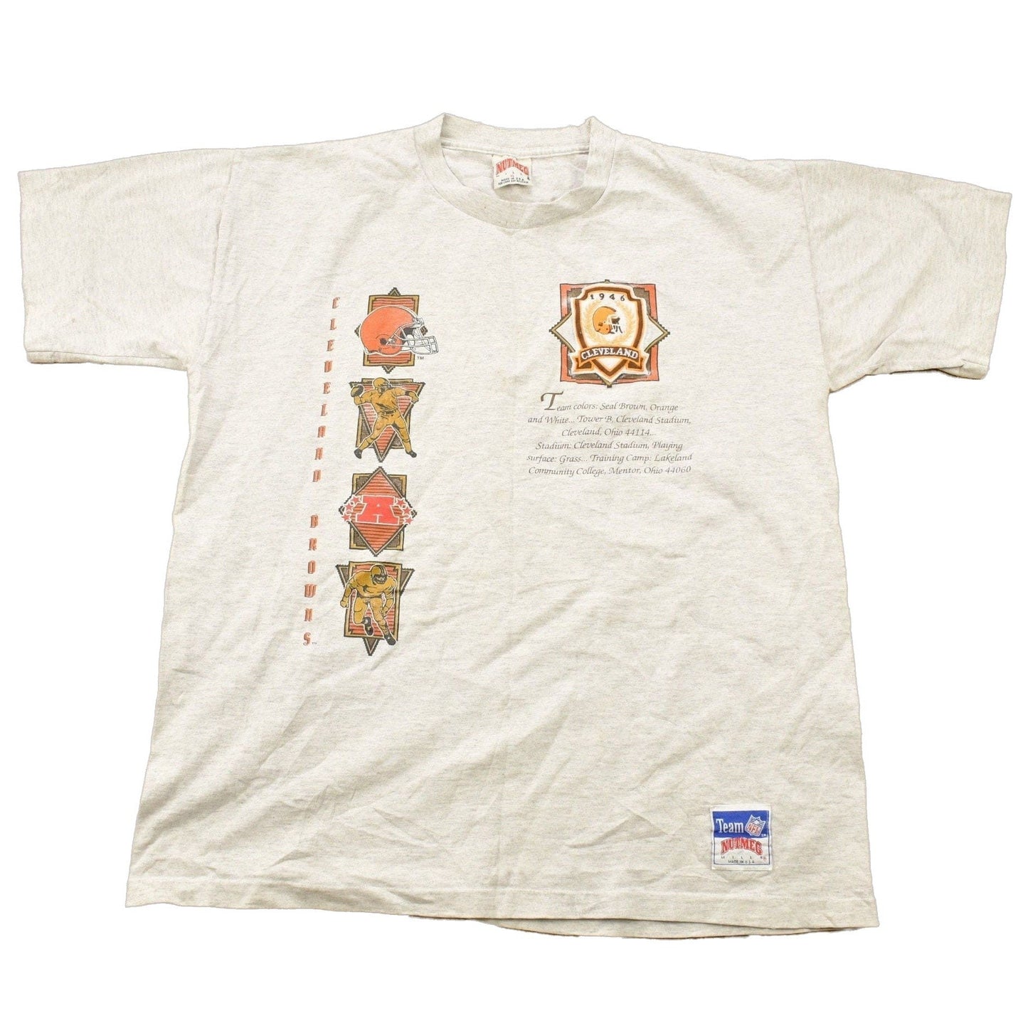 Vintage 1990s Cleveland Browns NFL Embroidered Nutmeg T-Shirt Men's XL from propervintagecanada