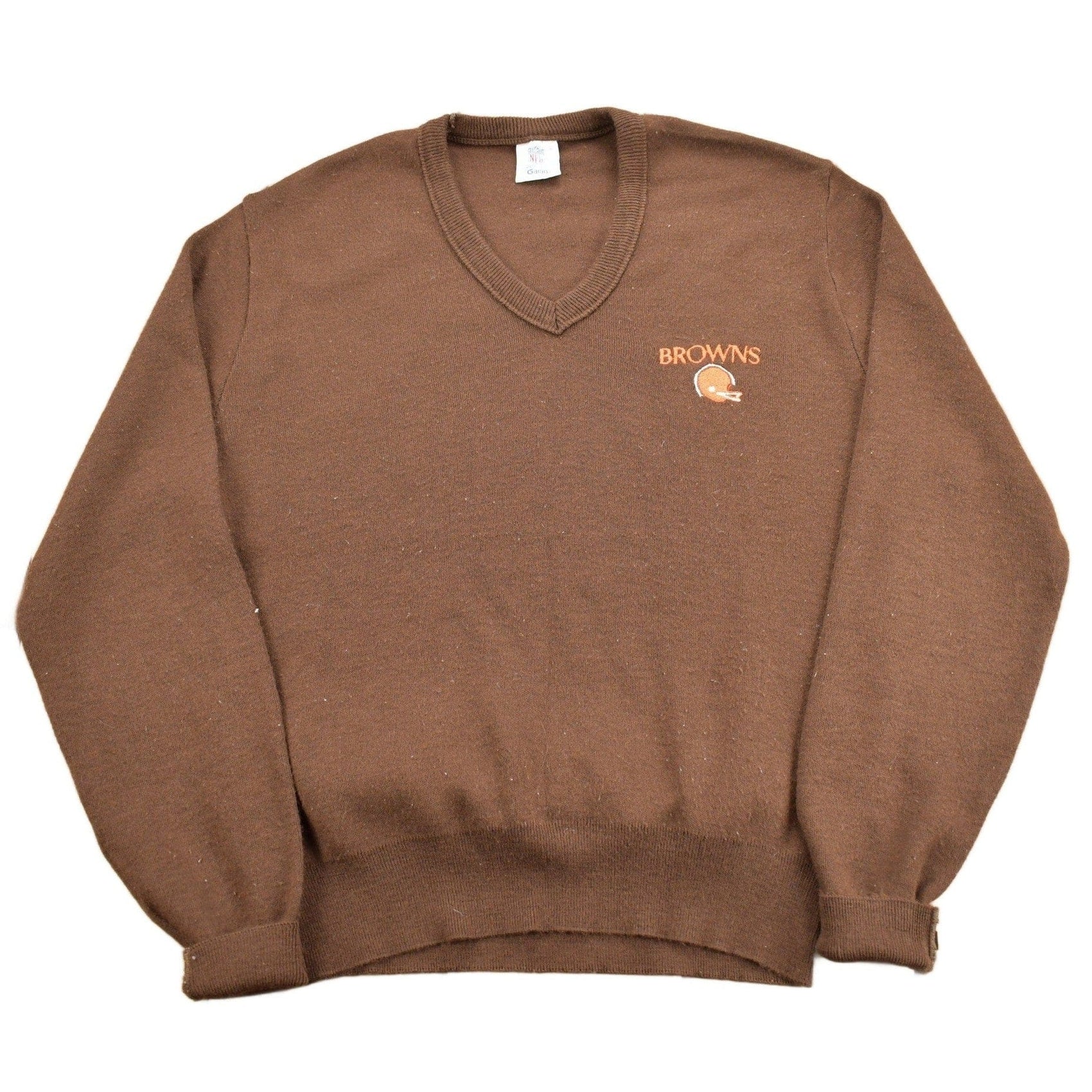 Vintage 1990s Cleveland Browns NFL Knit V Neck Sweater Men's M from propervintagecanada