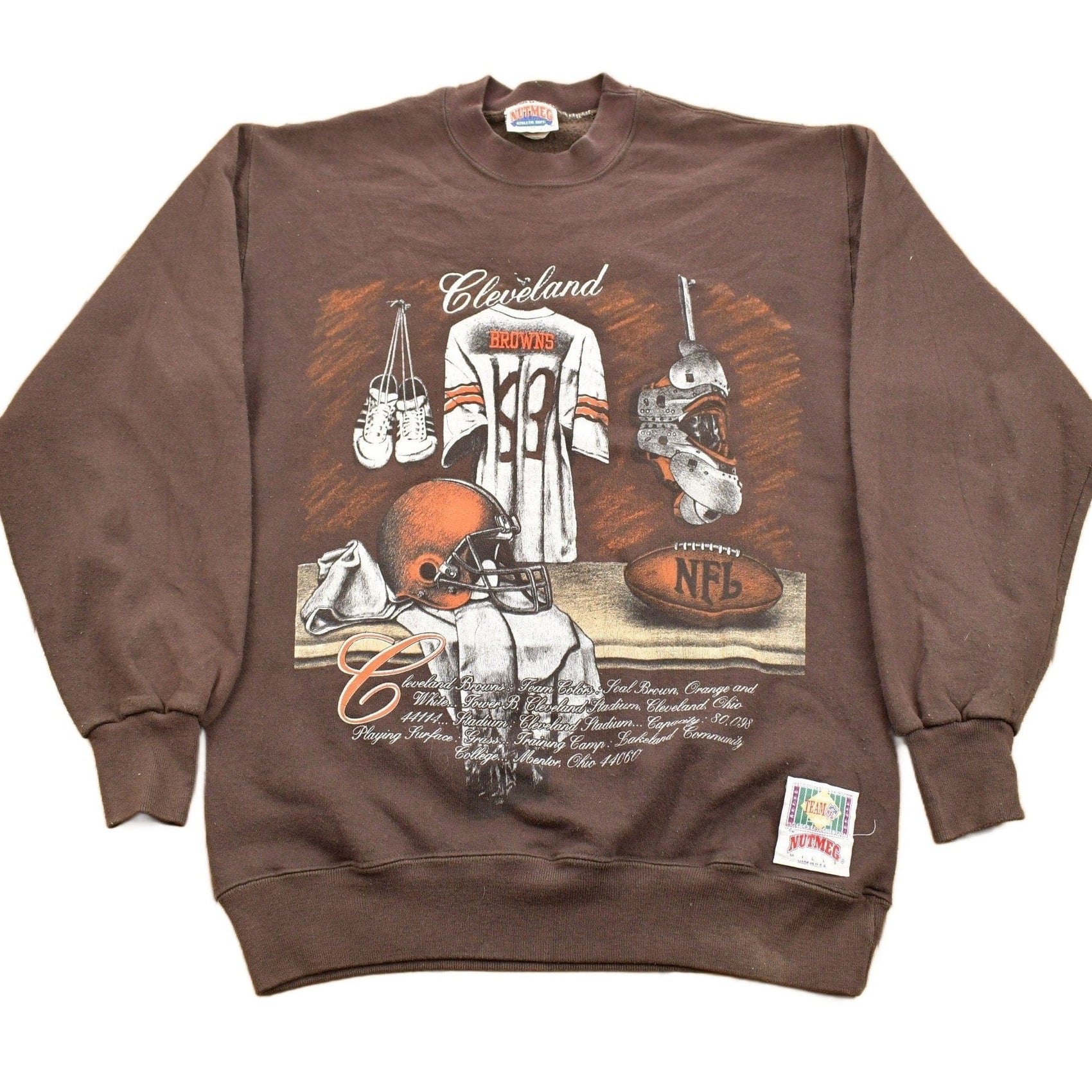 Vintage 1990S Cleveland Browns NFL Nutmeg Locker Room Crewneck Sweatshirt from propervintagecanada