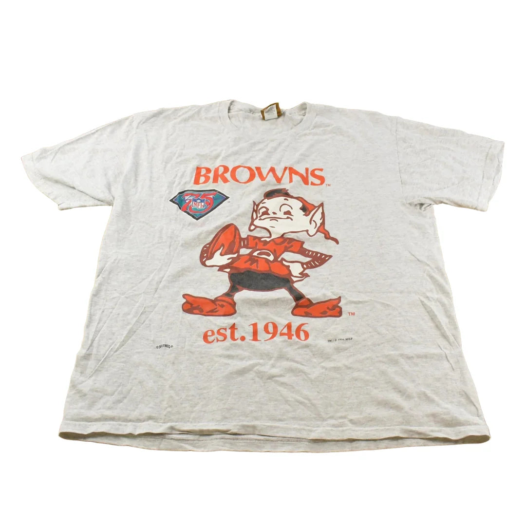Vintage 1990s Cleveland Browns Nutmeg Mills NFL T Shirt Men's XL from propervintagecanada